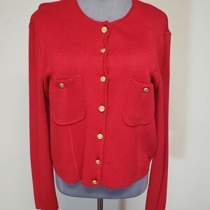 Red Cardigan with Gold Buttons by Liz Claiborne Collection